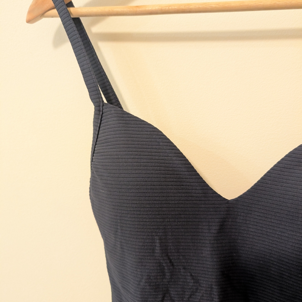 Anthropologie Seafolly Women Summer Sea Navy Ribbed V-Neck One-Piece Swimsuit 8 - Picture 3 of 11